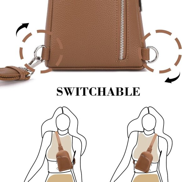 RFID Blocking Sling Bag Leather Crossbody Bags for Women Fanny Pack Cross Body f - Picture 8 of 9